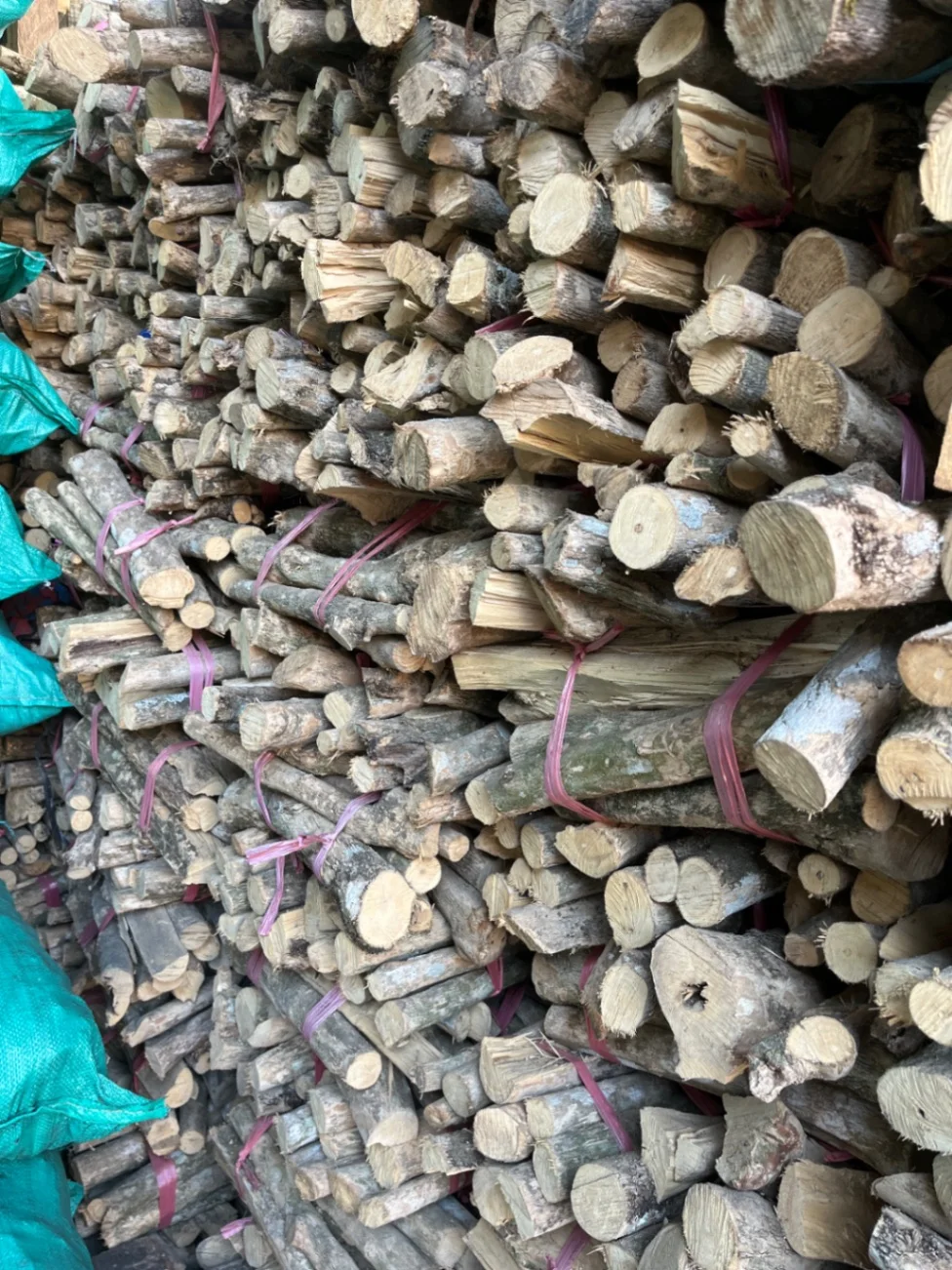 Tumpukan Stok Arang Kayu Kering di Gudang